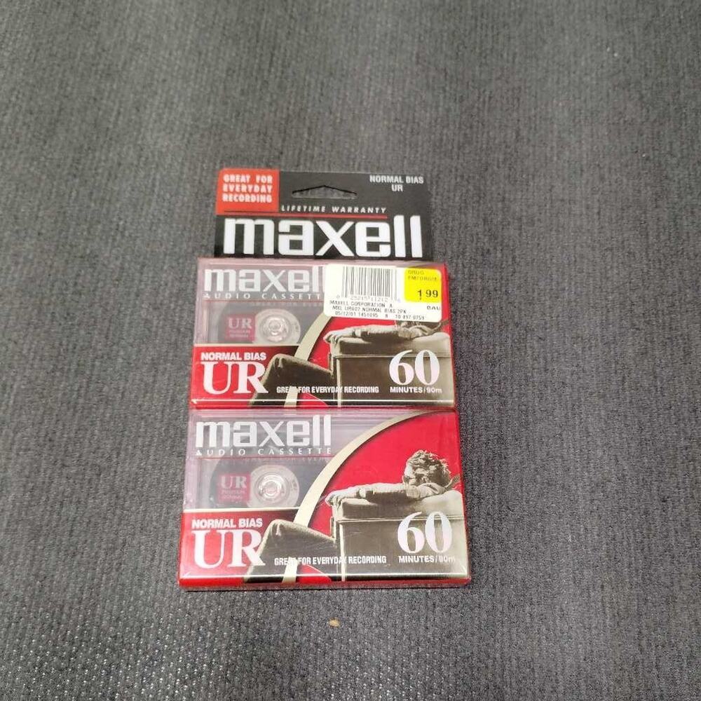 Maxell UR 60 Audio Cassette Tapes 2-Pack Normal Bias Sealed Blank Recording Tape